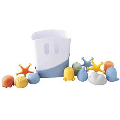 Ubbi Bath Time Essential Gift Set, Includes Drying Bin and 12 Water Toys for Toddler Bath Time Play, Baby Bath Accessory, Muted Blue Ubbi Bath Time Essential Gift Set, Includes Drying Bin and 12 Water Toys for Toddler Bath Time Play, Baby Bath Accessory, Muted Blue