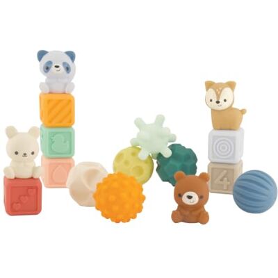 INFANTINO Woodland Balls, Blocks & Buddies, 16 Piece Baby Sensory Toy Set, Soft Stacking Blocks with Animal Toppers, Textured Sensory Balls for Babies 6-18 Months INFANTINO Woodland Balls, Blocks & Buddies, 16 Piece Baby Sensory Toy Set, Soft Stacking Blocks with Animal Toppers, Textured Sensory Balls for Babies 6-18 Months