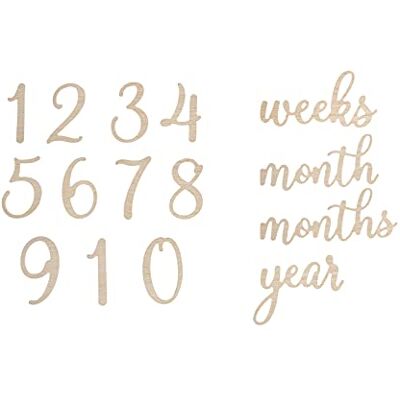 Pearhead Wooden Milestone Numbers & Words, Baby Announcement Cards, Milestone Marker Keepsakes, Pregnancy Milestone Markers, Wooden Photo Props for Pregnancy and Baby Pearhead Wooden Milestone Numbers & Words, Baby Announcement Cards, Milestone Marker Keepsakes, Pregnancy Milestone Markers, Wooden Photo Props for Pregnancy and Baby