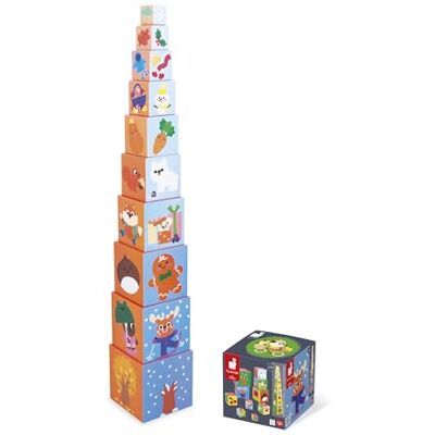 Janod My First Pyramid Educational themes: animals, fruit, numbers, seasons Early learning toy 10 stacking cubes Develops dexterity and imagination From 12 months Janod My First Pyramid Educational themes: animals, fruit, numbers, seasons Early learning toy 10 stacking cubes Develops dexterity and imagination From 12 months