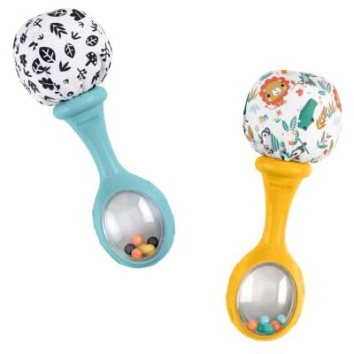 Fisher-Price Rattle ‘n Rock Maracas Set, Newborn Toys 2 Baby Rattles with Soft Pom Poms, Blue & Yellow, Gross Motor Skills & Sensory Play, Infants Ages 3+ Months, HMF34 Fisher-Price Rattle ‘n Rock Maracas Set, Newborn Toys 2 Baby Rattles with Soft Pom Poms, Blue & Yellow, Gross Motor Skills & Sensory Play, Infants Ages 3+ Months, HMF34