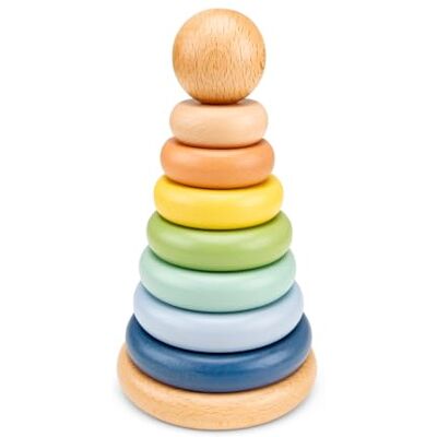 Woet New Classic Toys ® Wooden Toy Stacking Rings for Toddlers 8 Pieces in Pastel Colors Fine Motor Learning Toy Age 1 Years+ Woet New Classic Toys ® Wooden Toy Stacking Rings for Toddlers 8 Pieces in Pastel Colors Fine Motor Learning Toy Age 1 Years+