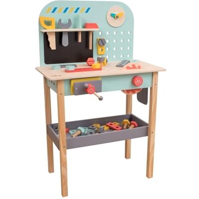 Owl & Fox Wooden Workbench, Pretend and Play Tool Workshop, with Saw, Spanner, Hammer, Screws and Accessories, Role Play for Kids 3+, Sustainable, Traditional & Stylish, 54.5 x 32 x 85 cm (h) Owl & Fox Wooden Workbench, Pretend and Play Tool Workshop, with Saw, Spanner, Hammer, Screws and Accessories, Role Play for Kids 3+, Sustainable, Traditional & Stylish, 54.5 x 32 x 85 cm (h)