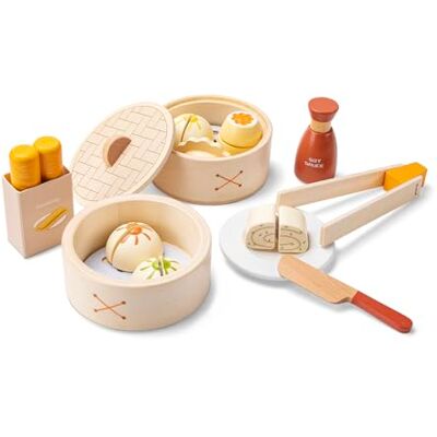 Woet Wooden Dim Sum Play Food Set for Kids Age 3+ – 23-Piece Pretend Cooking & Kitchen Accessories Playset – FSC Educational Toy – Role Play Gift for Boys and Girls Woet Wooden Dim Sum Play Food Set for Kids Age 3+ – 23-Piece Pretend Cooking & Kitchen Accessories Playset – FSC Educational Toy – Role Play Gift for Boys and Girls