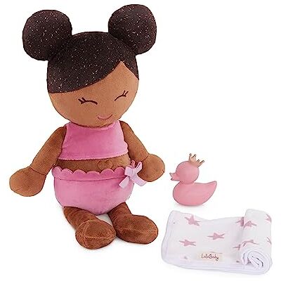 LullaBaby – 14-Inch Bath Doll – Warm Skintone & Dark Brown Hair Baby Girls Doll with Accessories – Soft Plush Body – Real Water Play – Toddler Toy – Ages 2+ LullaBaby – 14-Inch Bath Doll – Warm Skintone & Dark Brown Hair Baby Girls Doll with Accessories – Soft Plush Body – Real Water Play – Toddler Toy – Ages 2+