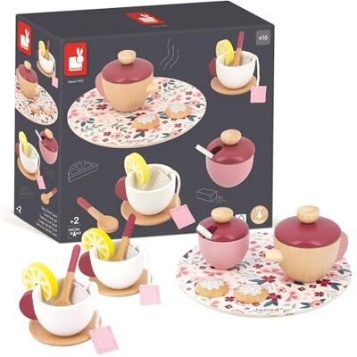 Janod Twist Tea Set 16 FSC Wood and Felt Accessories Pretend Play Toy Children’s Tea Set FSC Wooden Toy 2 Years +, J06631 Janod Twist Tea Set 16 FSC Wood and Felt Accessories Pretend Play Toy Children’s Tea Set FSC Wooden Toy 2 Years +, J06631