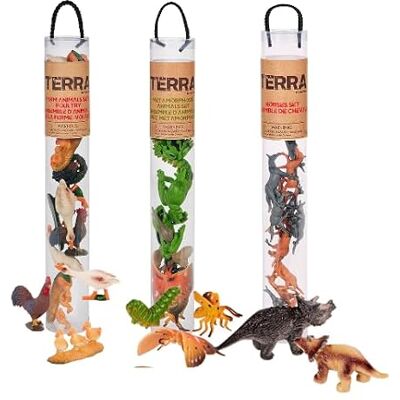 Terra by Battat — 12-Inch Animal Tube Trios Dino Farm Metamorph Themes 28 Plastic and Fabric Animal Figurines in Dino Farm and Metamorph Themes; Pretend Play and Sensory Bin Filler for 3+ Years Terra by Battat — 12-Inch Animal Tube Trios Dino Farm Metamorph Themes 28 Plastic and Fabric Animal Figurines in Dino Farm and Metamorph Themes; Pretend Play and Sensory Bin Filler for 3+ Years