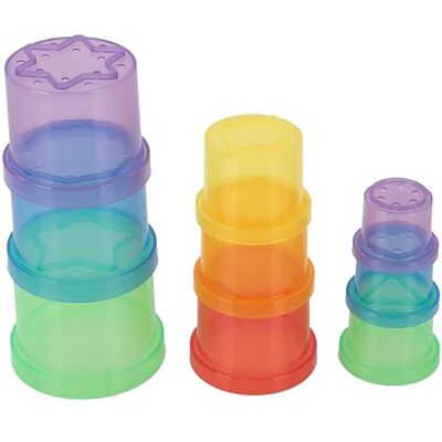 tickit Translucent Colour Stackable Cups – Set of 9 Shapes-Printed Cups with Holes for Counting, Sand & Water Play, Colour Recognition, and Printing Activities tickit Translucent Colour Stackable Cups – Set of 9 Shapes-Printed Cups with Holes for Counting, Sand & Water Play, Colour Recognition, and Printing Activities