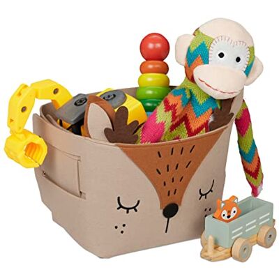 Relaxdays Felt Storage Basket, Animal Motif, Children, Foldable, HxWxD: 24 x 27 x 18 cm, Toys, Deer Design, Brown, 24x27x18 cm Relaxdays Felt Storage Basket, Animal Motif, Children, Foldable, HxWxD: 24 x 27 x 18 cm, Toys, Deer Design, Brown, 24x27x18 cm