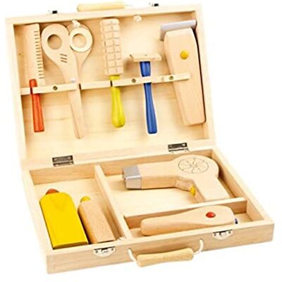 Small Foot 5845 Dressing case, wooden toys, complete set of accessories, comb, hair dryer, shaver and much more Small Foot 5845 Dressing case, wooden toys, complete set of accessories, comb, hair dryer, shaver and much more
