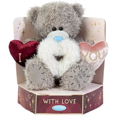Me To You Tatty Teddy Plush Bear Holding Three Embroidered Hearts Official Collection Me To You Tatty Teddy Plush Bear Holding Three Embroidered Hearts Official Collection