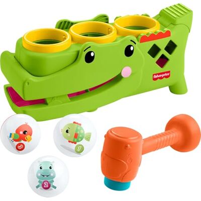 Fisher-Price Baby Toy Sit & Tap Rolligator, Crawling Activity with Pounding Hammer & 3 Balls for Developmental Play Infants Ages 9+ Months, JLB94 Fisher-Price Baby Toy Sit & Tap Rolligator, Crawling Activity with Pounding Hammer & 3 Balls for Developmental Play Infants Ages 9+ Months, JLB94