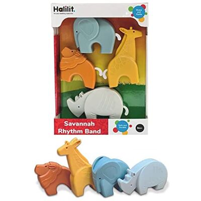 Halilit Halilt Savannah Rhythm Band Gift Set 4-Piece Baby Music Toy Gift with Lion, Elephant, Rhino & Giraffe Rattles Sensory Instruments for Toddlers 9 Months+ BPA-Free Early Learning Playset Halilit Halilt Savannah Rhythm Band Gift Set 4-Piece Baby Music Toy Gift with Lion, Elephant, Rhino & Giraffe Rattles Sensory Instruments for Toddlers 9 Months+ BPA-Free Early Learning Playset