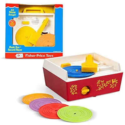 Basic Fun Fisher-Price 01697 Classics Music Box Record Player Baby Musical Toy, Pretend Play For Boys And Girls, Ages 18 Months+, 1697, Multicolour Basic Fun Fisher-Price 01697 Classics Music Box Record Player Baby Musical Toy, Pretend Play For Boys And Girls, Ages 18 Months+, 1697, Multicolour