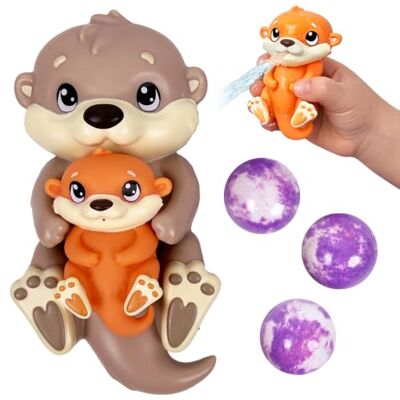 ZIMPLI Baff Buddies Mama & Baby Otter Floating Bath Toy, 3 x Calming Shimmery Lavender Bath Bombs & Water Squirter Toy, Motor Skill Development, Kids Gift ZIMPLI Baff Buddies Mama & Baby Otter Floating Bath Toy, 3 x Calming Shimmery Lavender Bath Bombs & Water Squirter Toy, Motor Skill Development, Kids Gift