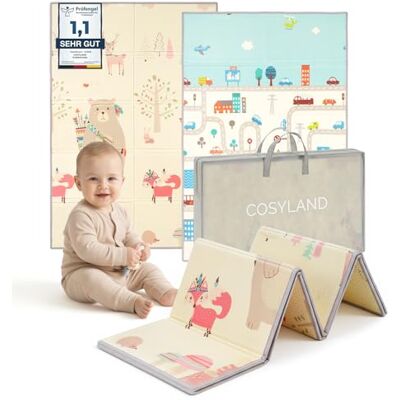 COSYLAND Baby Play Mat 71x59 Inches Extra Large Crawling Mat with Soft Thick Foam Lovely Cartoon Pattern Foldable Reversible Floor Playmat Waterproof Activity Mat for Infants and Toddlers COSYLAND Baby Play Mat 71x59 Inches Extra Large Crawling Mat with Soft Thick Foam Lovely Cartoon Pattern Foldable Reversible Floor Playmat Waterproof Activity Mat for Infants and Toddlers