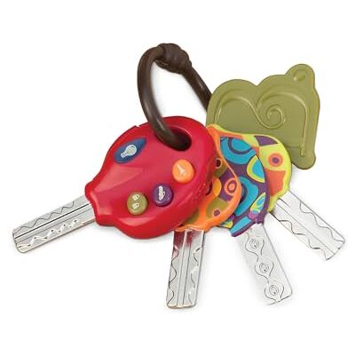 B. toys LucKeys Pretend Play Toy with Flashlight, Car Sounds, Red 4 textured toy plus 1 driver key on a ring with push-button flashlight and car sounds for babies and toddlers, 10+ Months B. toys LucKeys Pretend Play Toy with Flashlight, Car Sounds, Red 4 textured toy plus 1 driver key on a ring with push-button flashlight and car sounds for babies and toddlers, 10+ Months