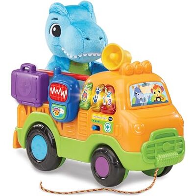 VTech Dino Rescue Truck, Pull-Along Truck, Role-Play Toy, Develops Fine Motor Skills, Fun Musical Toy with 3 Songs & 15 Melodies, Suitable for Ages 12, 18, 24 Months, English Version VTech Dino Rescue Truck, Pull-Along Truck, Role-Play Toy, Develops Fine Motor Skills, Fun Musical Toy with 3 Songs & 15 Melodies, Suitable for Ages 12, 18, 24 Months, English Version
