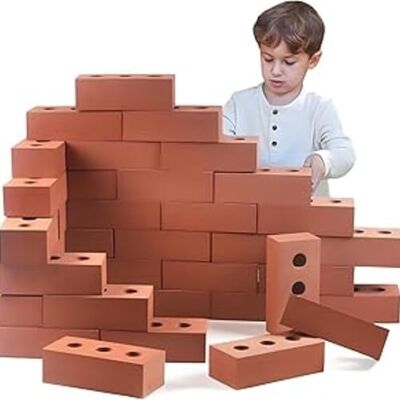 Playlearn 25 Packs Bricks Building Role Play Toy, Life Size Large Fake Pretend Foam Construction Blocks,Developmental Toy for Kids Playlearn 25 Packs Bricks Building Role Play Toy, Life Size Large Fake Pretend Foam Construction Blocks,Developmental Toy for Kids