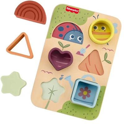 Fisher-Price Wood Sort & Grow Puzzle Baby Toy Wooden Activity Board, 6 Silicone Shapes, Developmental Play, Infants Ages 6+ Months, JKH10 Fisher-Price Wood Sort & Grow Puzzle Baby Toy Wooden Activity Board, 6 Silicone Shapes, Developmental Play, Infants Ages 6+ Months, JKH10