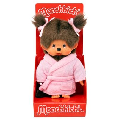 Sekiguchi 203802 Original Monchhichi Girl in Bathrobe, Approx. 20 cm Cuddly Toy Made of Brown Plush Sekiguchi 203802 Original Monchhichi Girl in Bathrobe, Approx. 20 cm Cuddly Toy Made of Brown Plush