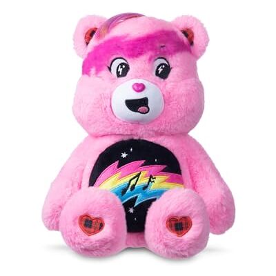 Care Bears Basic Fun 22cm Rock Theme Plush – Cheer Bear Eco-Friendly Soft Toy with Lightning Belly Badge – Collectible Plush for Kids & Fans, Pink, 35.56 cm Care Bears Basic Fun 22cm Rock Theme Plush – Cheer Bear Eco-Friendly Soft Toy with Lightning Belly Badge – Collectible Plush for Kids & Fans, Pink, 35.56 cm