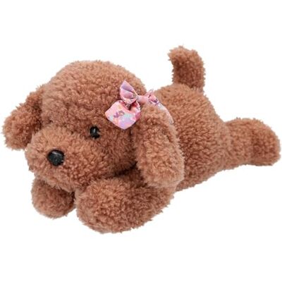 Depesche TOPModel 13173 Floral Cuddly Toy Dog with Curly Fur in Brown, Approx. 24 cm Large Plush Toy with Bow Depesche TOPModel 13173 Floral Cuddly Toy Dog with Curly Fur in Brown, Approx. 24 cm Large Plush Toy with Bow