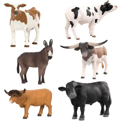 Terra by Battat – Farm Animal Toy Set with Realistic Holstein Cow, Bulls & Donkey Figurines – Educational Toddler Toys for Imaginative Play and Learning – Detailed Farm Animals, 6 Pieces – For Kids Terra by Battat – Farm Animal Toy Set with Realistic Holstein Cow, Bulls & Donkey Figurines – Educational Toddler Toys for Imaginative Play and Learning – Detailed Farm Animals, 6 Pieces – For Kids