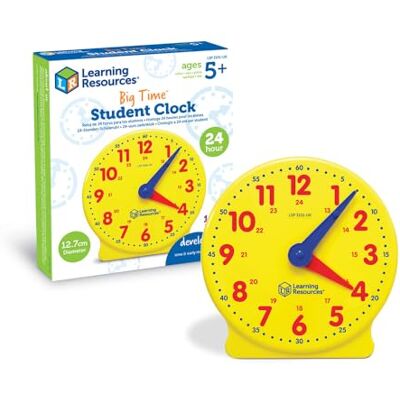 Learning Resources Big Time 24-Hour Student Clock Kids Learning To Tell Time, Analogue Clock Learning Resources Big Time 24-Hour Student Clock Kids Learning To Tell Time, Analogue Clock