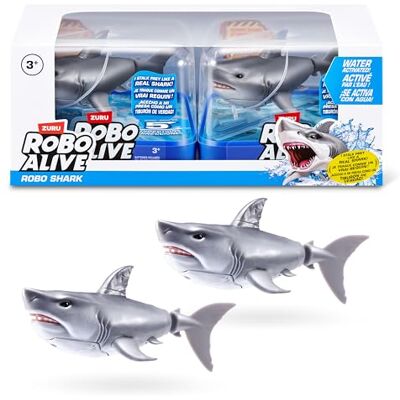 Robo Alive Water Activated Shark 2 Pack (White) by ZURU – Realistic Swimming Robotic Bath Toy for Kids, Tweens & Teens, Water-Activated Pet Shark for Play & Pranks, 3+ Robo Alive Water Activated Shark 2 Pack (White) by ZURU – Realistic Swimming Robotic Bath Toy for Kids, Tweens & Teens, Water-Activated Pet Shark for Play & Pranks, 3+