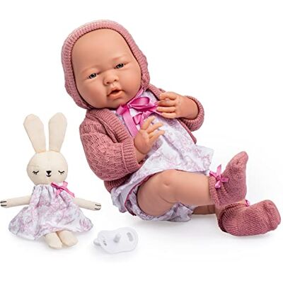 JC Toys La Newborn Baby Doll, 38 cm, Soft Vinyl, Royal Collection, Clothes with Toile de Jouy Pattern, Pacifier and Plush Toy, Girl, Pink, Designed in Spain by Berenguer, 2 years JC Toys La Newborn Baby Doll, 38 cm, Soft Vinyl, Royal Collection, Clothes with Toile de Jouy Pattern, Pacifier and Plush Toy, Girl, Pink, Designed in Spain by Berenguer, 2 years