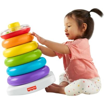 Fisher-Price Baby & Toddler Toy Giant Rock-a-Stack, 14+ Inches Tall, Multi-Color Ring Stacker for Ages 1+ Years, GJW15 Fisher-Price Baby & Toddler Toy Giant Rock-a-Stack, 14+ Inches Tall, Multi-Color Ring Stacker for Ages 1+ Years, GJW15