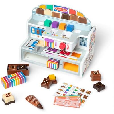 Melissa & Doug Wooden Chocolate Factory Pretend Play Set, Play Food Candy Maker for Boys and Girls, 14.05 x 7.7 x 7.65 FSC Certified Melissa & Doug Wooden Chocolate Factory Pretend Play Set, Play Food Candy Maker for Boys and Girls, 14.05 x 7.7 x 7.65 FSC Certified