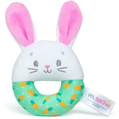 Ms. Rachel Official Hop Little Bunnies Soft Rattle, Baby Teething Toys with Plush Bunny Cover, Toddler Toys for Girls & Boys, Ages 3 Months to 1+ Ms. Rachel Official Hop Little Bunnies Soft Rattle, Baby Teething Toys with Plush Bunny Cover, Toddler Toys for Girls & Boys, Ages 3 Months to 1+