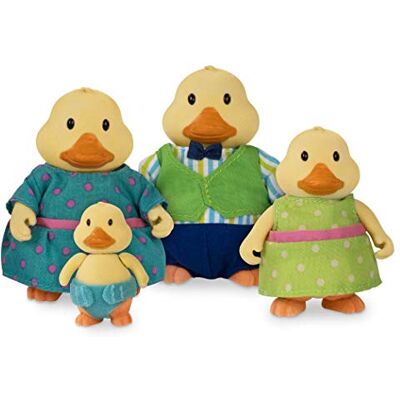 Li’l Woodzee Li'l Woodzeez Duck Family Figure Set with Storybook, Quickquack 5pc 4 duck figures with movable heads, arms, and legs plus 1 storybook; soft fur outfits to mix and match, Duck Family; 3+ Years Li’l Woodzee Li'l Woodzeez Duck Family Figure Set with Storybook, Quickquack 5pc 4 duck figures with movable heads, arms, and legs plus 1 storybook; soft fur outfits to mix and match, Duck Family; 3+ Years