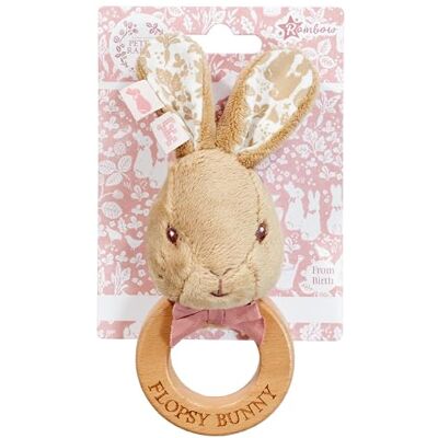 Rainbow Designs Flopsy Bunny Wooden Ring Rattle Peter Rabbit and Friends Baby Teething Toy with Soft Chime Sustainable Wood and Plush Fabric Rainbow Designs Flopsy Bunny Wooden Ring Rattle Peter Rabbit and Friends Baby Teething Toy with Soft Chime Sustainable Wood and Plush Fabric