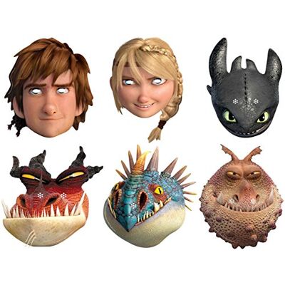 STAR CUTOUTS SMP293 How to train your dragon 2 (Multi 6 pack- Hiccup, Astrid, Toothless, Monstrous Nightmare, Nadder and Gronckle) Mask, Multicolored, One Size STAR CUTOUTS SMP293 How to train your dragon 2 (Multi 6 pack- Hiccup, Astrid, Toothless, Monstrous Nightmare, Nadder and Gronckle) Mask, Multicolored, One Size