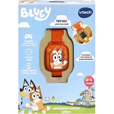 VTech Bluey Wackadoo Bingo Learning Watch, Official Bluey Toy, Toddler Watch with Stopwatch, Timer, Alarm & Games, Educational Gift for Children Ages 3, 4, 5, 6 + Years, English Version VTech Bluey Wackadoo Bingo Learning Watch, Official Bluey Toy, Toddler Watch with Stopwatch, Timer, Alarm & Games, Educational Gift for Children Ages 3, 4, 5, 6 + Years, English Version