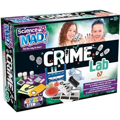 Science Mad Crime Lab Kit For Kids Learn About Crime Solving With Fun Decipher, Examine, Record, Analyse and Compare Evidence and Clues Includes 67 Detective Activities & 24 Parts, 10+ Years Science Mad Crime Lab Kit For Kids Learn About Crime Solving With Fun Decipher, Examine, Record, Analyse and Compare Evidence and Clues Includes 67 Detective Activities & 24 Parts, 10+ Years