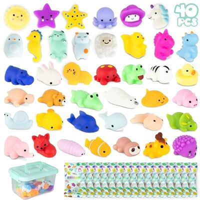 BONNYCO Mochi Squishy Toys 40 Pack for Party Bag Fillers for Kids Unisex Kids' Party Favours Kawaii. Squishy Fidget Toys Pack, Pinata Filler for Boys, Girls. Return Gifts Birthday, Classroom Prizes BONNYCO Mochi Squishy Toys 40 Pack for Party Bag Fillers for Kids Unisex Kids' Party Favours Kawaii. Squishy Fidget Toys Pack, Pinata Filler for Boys, Girls. Return Gifts Birthday, Classroom Prizes