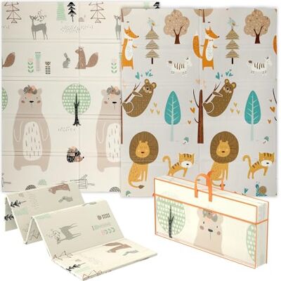 AIYAPLAY Baby Play Mat Double Sided, Foldable & Reversible Activity Playmat, Waterproof Kids Foam Crawling Mat for Outdoor Indoor Playtime Picnics, 177 x 146 x 1.5cm, Animal Theme AIYAPLAY Baby Play Mat Double Sided, Foldable & Reversible Activity Playmat, Waterproof Kids Foam Crawling Mat for Outdoor Indoor Playtime Picnics, 177 x 146 x 1.5cm, Animal Theme