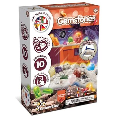 Science4you Gemstone Dig Kit for Kids – Learn about Gemstones & Archeology with this Excavation Kit, Discover All the Incredible Minerals, A Archeology Gift for Boys & Girls Age 6 7 8 9+ Science4you Gemstone Dig Kit for Kids – Learn about Gemstones & Archeology with this Excavation Kit, Discover All the Incredible Minerals, A Archeology Gift for Boys & Girls Age 6 7 8 9+
