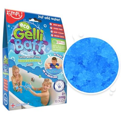 ZIMPLI Eco Gelli Baff Blue, 1 Bath or 6 Play Uses, Magically turns water into thick, colourful goo, Eco-Friendly Bath Toy, Environmentally Friendly Gift ZIMPLI Eco Gelli Baff Blue, 1 Bath or 6 Play Uses, Magically turns water into thick, colourful goo, Eco-Friendly Bath Toy, Environmentally Friendly Gift