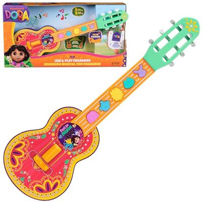 DORA , Jam & Play Charango, Toy Guitar for Kids with Music, Sound Fx and Bilingual Phrases, Kids Toys for Girls and Boys Ages 3 and Up DORA , Jam & Play Charango, Toy Guitar for Kids with Music, Sound Fx and Bilingual Phrases, Kids Toys for Girls and Boys Ages 3 and Up