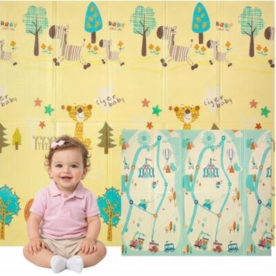 Edibaby , Baby Play Mat, 180 x 150 cm, Thickness 1 cm, Children's Design, Padded Play Mat in XPE, Reversible and Foldable, Activity Mat for Bedroom (Fun 180 x 150 1 cm) Edibaby , Baby Play Mat, 180 x 150 cm, Thickness 1 cm, Children's Design, Padded Play Mat in XPE, Reversible and Foldable, Activity Mat for Bedroom (Fun 180 x 150 1 cm)