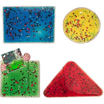Playlearn Sensory Gel Shapes with Glitter & Colourful Liquid, Squidgy Jelly Fidgeting Toy, Lie on Light Table or Handheld (4 Pack) Playlearn Sensory Gel Shapes with Glitter & Colourful Liquid, Squidgy Jelly Fidgeting Toy, Lie on Light Table or Handheld (4 Pack)