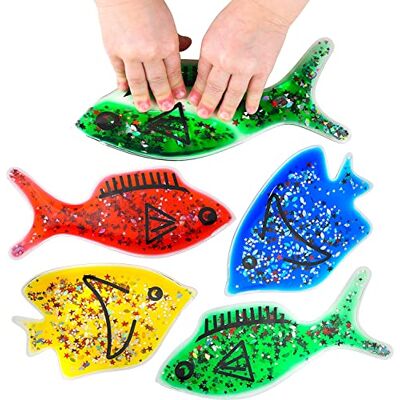 Playlearn Gel Squidgy Sparkle Sensory Fish Shapes Tactile Fidget Toy 20cm 4 Pack Playlearn Gel Squidgy Sparkle Sensory Fish Shapes Tactile Fidget Toy 20cm 4 Pack