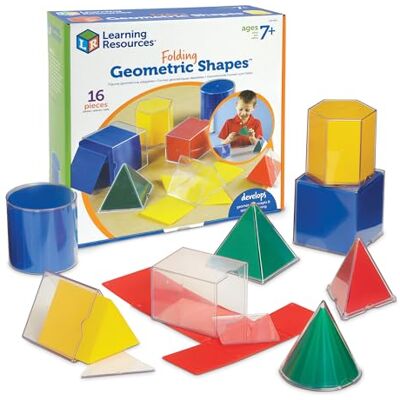 Learning Resources Folding Geometric Shapes, 2D & 3D Forms, Age 5+ 16-piece geometry set with cubes, prisms & pyramids for classroom learning, homeschool activities, maths & geometry discovery Learning Resources Folding Geometric Shapes, 2D & 3D Forms, Age 5+ 16-piece geometry set with cubes, prisms & pyramids for classroom learning, homeschool activities, maths & geometry discovery