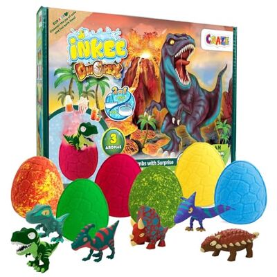 INKEE Dinosaur Bath Bombs Gift Set for Kids Age 3+ – 6 Colourful Bath Bombs with Surprise Dino Toys Inside – Fun Bath Time Toy and Creative Gift for Girls and Boys INKEE Dinosaur Bath Bombs Gift Set for Kids Age 3+ – 6 Colourful Bath Bombs with Surprise Dino Toys Inside – Fun Bath Time Toy and Creative Gift for Girls and Boys