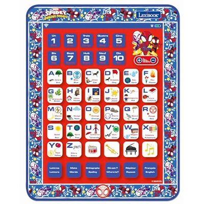 LEXIBOOK Spider-Man Spidey and His Amazing Friends Educational Bilingual Learning Tablet, English/French languages, numbers, letters, piano JCPAD002SPi1LXB LEXIBOOK Spider-Man Spidey and His Amazing Friends Educational Bilingual Learning Tablet, English/French languages, numbers, letters, piano JCPAD002SPi1LXB